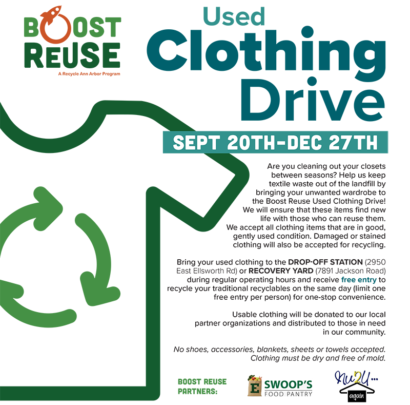 Boost Reuse clothing drive flyer graphic