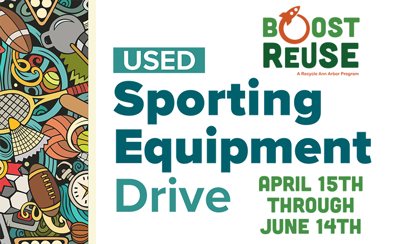 Boost Reuse sporting equipment drive flyer graphic