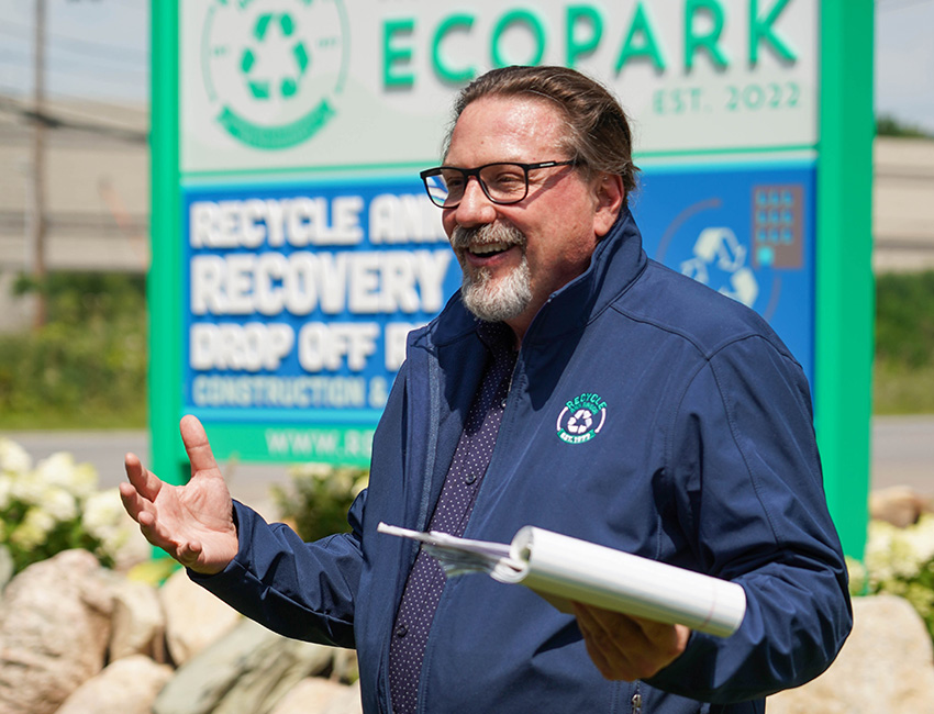 Bryan Ukena, Recycle Ann Arbor CEO speaking at EPIC ribbon cutting ceremony